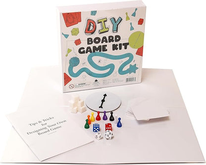 DIY Board Game Kit - Make Your Own Board Game Kit with Double-Sided Blank Game Board Blank Box Game Pieces and Accessories