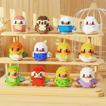 Cute Parrot Micro mini Blocks Building Blocks Sets12 PC Small Bird Series Mini Bricks Animal ToysUnique Animals Model Present for 14+ Kids or Adults