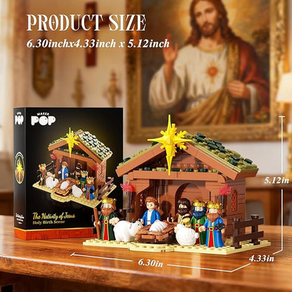 Jesus Building Block Set Easter Nativity Building Kit 252PCS Bible Story Jesus Figures Toys(Includes 6 Character Models) Gifts for Easter for Adults &amp Kids Boys Girls 6-12+