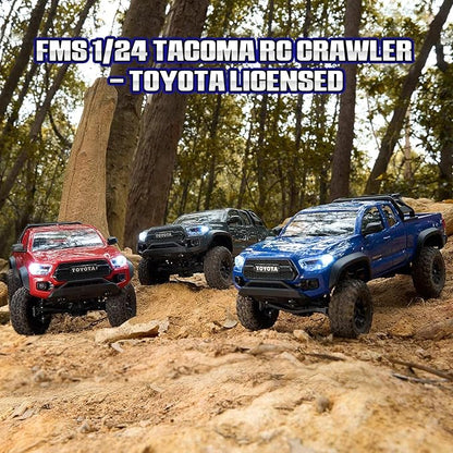 FMS 1/24 FCX24M Toyota Tacoma RC Crawler Officially Licensed RC Truck 2 Speeds Switch with LED Lights Off-Road RC Model for Adults (Grey)