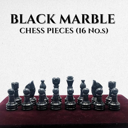 Handcrafted Premium Marble Chess Pieces Set Elegant 32-Piece Replacement for 12-15 Inch Chess Boards with Storage Box (Black and White)