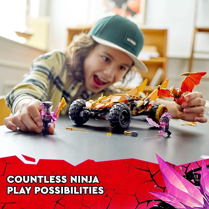 LEGO NINJAGO Cole’s Dragon Cruiser Car Toy 71769 Ninja Toys with Golden Kai Cole and Snake Warrior Minifigures Gifts for Kids Boys &amp Girls