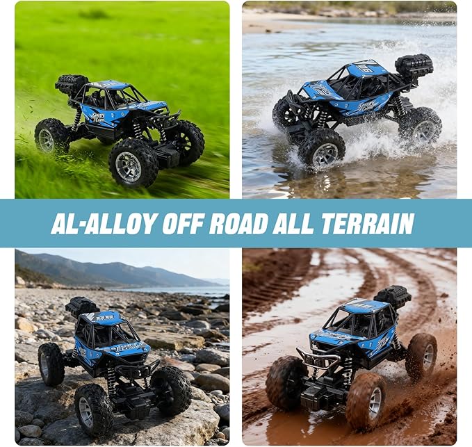 NXD RC Truck 1:18 Remote Control Car with Spray &amp Light 4WD All Terrain Off-Road Monster Truck Toys 2.4 GHz RC Cars for Kids Age 6 7 8 9 10 11 12 Gift for Boys Girls (Blue)