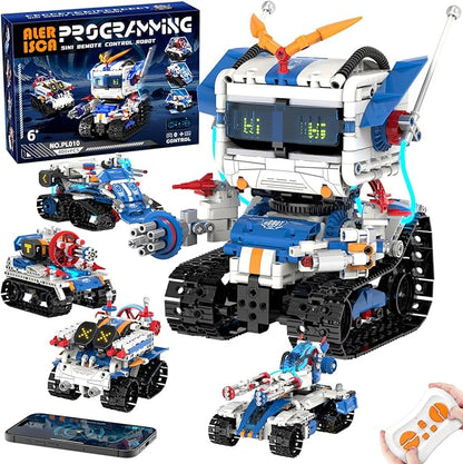 5in1 STEM Robot Building Kits for Kids 6-12 App &amp Remote Control STEM Car Tank Truck Robot Building Toys for Kids Science Learning 800Pcs DIY Building Sets Erector Sets Gifts for Boys Girls