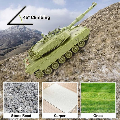 RC Tank 1/28 Scale Remote Control Battle Tank Set with Sounds/Lights/Battle Game/Life Indicator 2.4G 9 Channels Radio Control Car Infrared Shoot WW2 Military Vehicle Model Toys for Boys Kids Adults