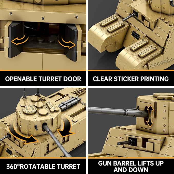 Reobrix TOG2 Tank Building Set WW2 Military British Armed Tanks Building Block Set for Military Fans 77032 World of Tanks Licensed Product MOC Tank Model Toy Gift for Adults and Teens（1427 PCS）