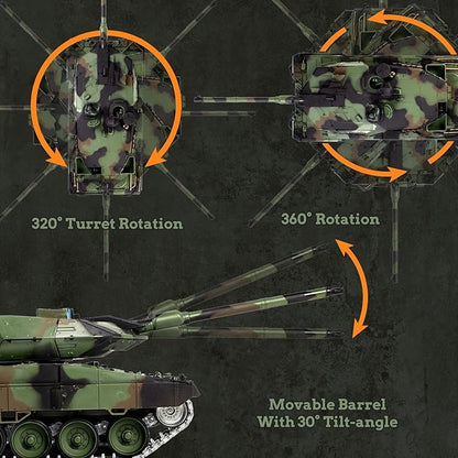 1/16 RC Tank Heng Long German Leopard 2 A6 RC Battle Army Toy with Smoke Sound Light 2.4G Remote Control Tank That Shoots BBS with Upgraded Metal Tracks Idler Sprocket Wheel Steel Gearbox