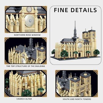 Micro Building Blocks Notre Dame - Architectural Model Cathedral Mini Block Bricks Set Toys 1757PCS Notre Dame de Paris Famous Building Kit Collectible Decoration Birthday Gifts for Adults