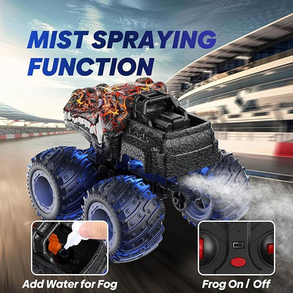 Remote Control Monster Car 2.4GHz RC Crocodile Monster Truck Toys for 3 4 5 6 7 8 Years Old Boys Kids All Terrain RC Truck Off Road with Spray Light Rechargeable Battery Christmas Birthday Gifts