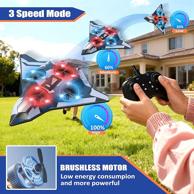 Foam Remote Control Airplanes for Kids &amp Adults | RC Fighter Jet with Light 360° Flip Fighter Jet Toys Stunt Roll Airplane Toy Great for Beginners Christmas &amp Birthday Gift for Kids Boys Ag