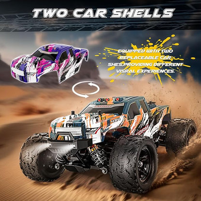 YESHIN 1:18 Scale All Terrain RC Car 40 KPH High Speed 4WD Electric Vehicle with 2.4 GHz Remote Control 4X4 Waterproof Off-Road Truck with Two Rechargeable Batteries Two Shells