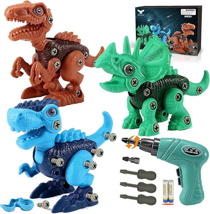 Dinosaur STEM Toys for Kids 3-5 Take Apart Dinosaur Toys with Electric Drill Educational Building Toy &amp Construction Set DIY Christmas Birthday Gifts for 3 4 5 6 7 8 Years Old Boys and Girls