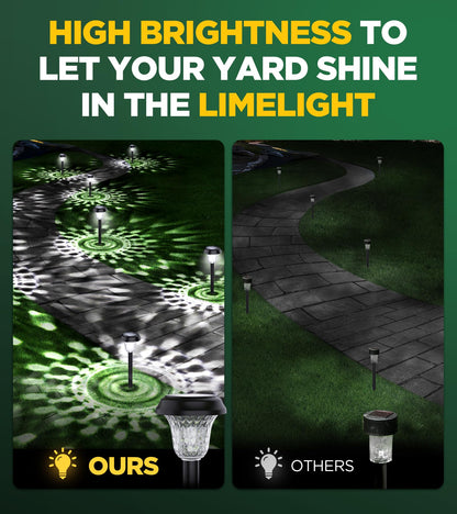 AUVERI 10 Pack Ultra Bright Solar Lights Outdoor Waterproof, from Dusk to Dawn Up to 12H Solar Light for Outside, Auto On/Off Solar Powered Garden Pathway Lights, Landscape Lighting (Cold White)