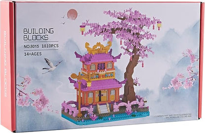 DIY Sakura Tree House Micro Building Blocks Set for Women Adult Japanese Cherry Blossom Treehouse Ideal Gift for Teens Ages of 14+ and Lover - Living Room and Office Decorative Items 1810PCS