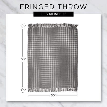 DII Modern Cotton Geometric Blanket Throw with Fringe for Chair, Couch, Picnic, Camping, Beach, & Keep Cozy with Everyday Use, 50x60, Off-White