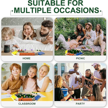 1-6 Players Shut The Box Dice Game Wooden Board Table Math Game with 16 Dice Classics Tabletop Version Games for Kids Adults FamilyClassroomHomeParty or Pub