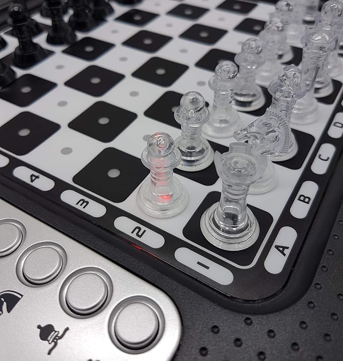 Lexibook Chessman® FX Electronic Chess Game with Tactile Keyboard and Light and Sound Effects 32 Pieces 64 Levels of Difficulty Family Board Game Black/Grey CG1335