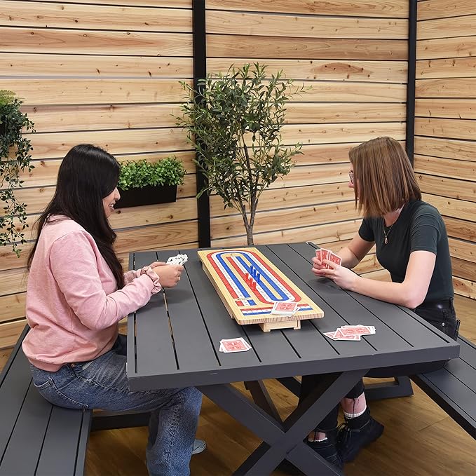 Vivere Giant Cribbage Game – Includes Large Pegs Bicycle Cards and Oversized Board for Family Fun