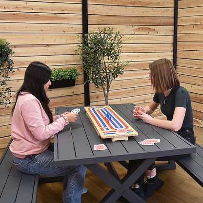 Vivere Giant Cribbage Game – Includes Large Pegs Bicycle Cards and Oversized Board for Family Fun