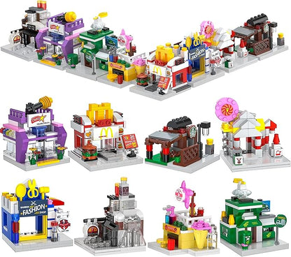 8 Packs Mini City Shop Street View Building Blocks KitMOC Construction Creative Educational Kit with Hair Salon &amp Café StoreGirls Boys Dream Toy SetChristmas Birthday Party Favors for Kids
