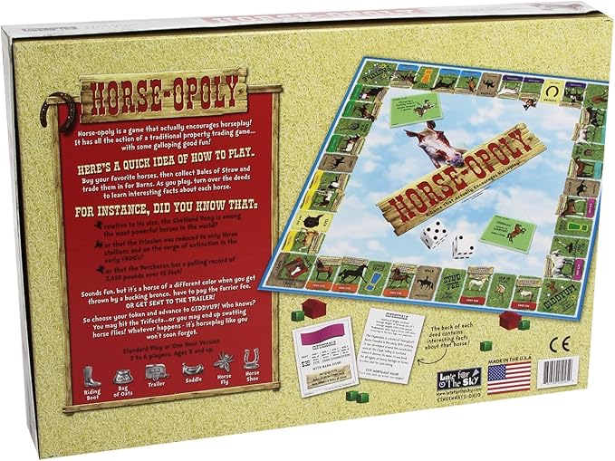 Late for the Sky Horse-Opoly Board Game for Families &amp Kids Property Trading Strategy 2-6 Players Ages 8+ Educational Horse Breeds Fast Play Party Fun