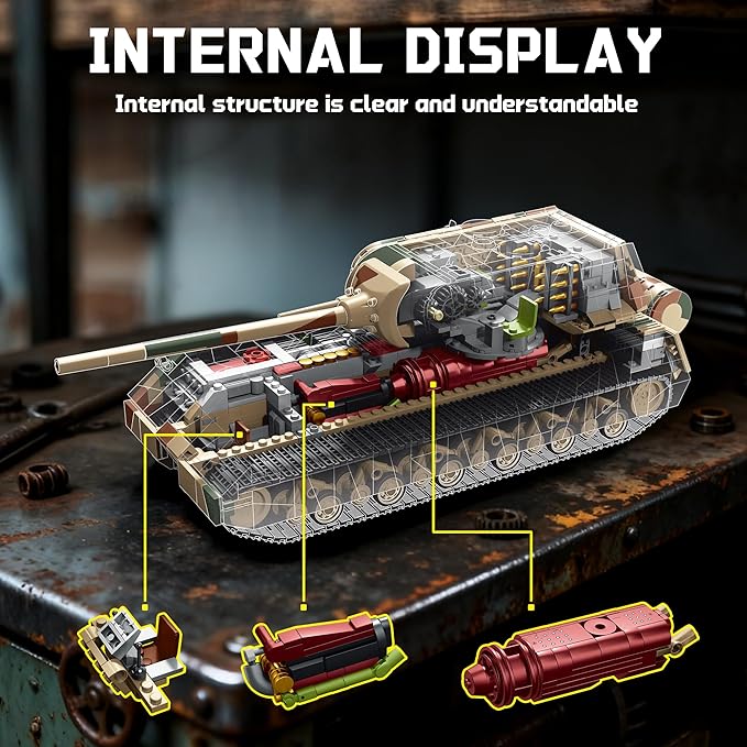 WW2 Panzer VIII Maus Tank Building Sets for Adults Army Military Vehicles Collectible Model for Home Decor (Camouflage)