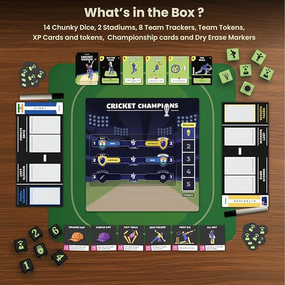 Cricket Champions Boardgame | Light Strategy Dice Game | 2-5 Players