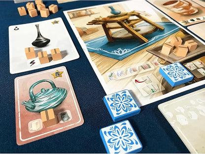 Pencil First Games: Sunrise at The Studio - Pottery Set Collection &amp Drafting Board Game Cozy Small Box Solo Mode Ages 14+ 1-4 Players 20 Min