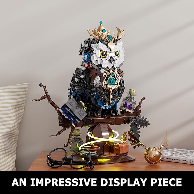 Ideas Magic Owl Flower Animal Building SetCollectible Bird Model Compatible with Lego for Adults Creative Gifts for Adults or Teens Kids 14+ (1288 Pcs)