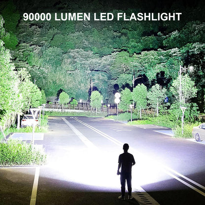 Lylting Rechargeable LED Flashlights High Lumens, 90,000 Lumens Super Bright Flashlight with 5 Modes & Waterproof, Powerful Handheld Flashlight for Camping Emergencies