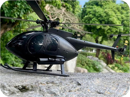 Large 335mm MD500 C189 Brushless Remote Control Helicopter Add Optical Flow Positioning RC Heli Aircraft 1/28 Scale Full-Function Excellent Control Aerobatics System US Military RTF Black 1-Battery