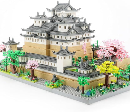 Japanese Micro Building Blocks Sets for Adults 10080 PCS Japan Himeji Castle with Cherry Blossoms Model Kit Big Architecture Landmarks Collection Kit