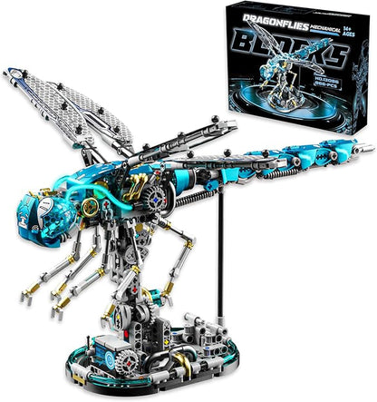 Mechanical Dragonfly Building Blocks for Adults Compatible with Lego Insect Animal World Model with Light &amp Display Stand Educational STEM Toys for Teens Home or Office Décor (866PCS)