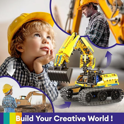 5 in 1 Building Toys STEM Robotics Kit 430 PCS Blocks RC Robot Erector Sets APP &amp Remote Control Excavator Science Kits for Kids Age 6 7 8 9 10 11 12-14 DIY Educational Gift for Boys &amp Girl