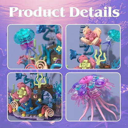 Enchanted Jellyfish Building Kit with Halloween &amp Christmas Festive Vibes 526 Pcs Underwater Creature Building Blocks Set