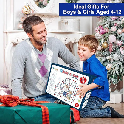 V-Opitos 180 Pack Fort Building Kits for Kids Age 4 5 6 7 8+ Years Old Creative STEM Building Toys for DIY Castles Tunnels Play Tent Ideal Christmas Birthday Gifts for Boys &amp Girls