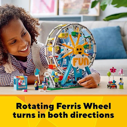 LEGO Creator 3in1 Ferris Wheel 31119 Building Kit with Rebuildable Toy Bumper Cars Boat Swing and 5 Minifigures New 2021 (1002 Pieces)