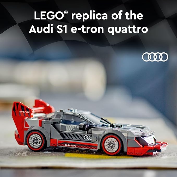 LEGO Speed Champions Audi S1 e-tron Quattro Race Car Toys - Building Toys for Kids Boys &amp Girls Ages 9+ - Design Details &amp 1 Minifigure - Car Model Kit Birthday Gift - 76921