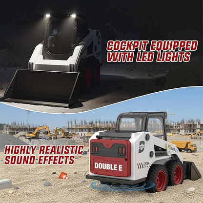 DOUBLE E RC Skid Steer Loader Toy for Kids1:14 Scale Remote Control Construction Truck with Lights Sound &amp Sounds 2.4GHz RC Truck Toy 360°RotationRC Front Loader Tractor Engineering Vehicles