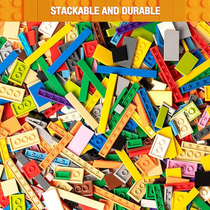 1200 Pieces Flat Pieces 9 Sizes Classic Moc Parts and Pieces Tiles Expansion Set - Compatible with All Major Brands Building Bricks Bulks for Smooth Surface Dark Grey