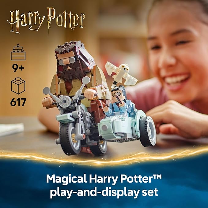 LEGO Harry Potter Hagrid &amp Harry's Motorcycle Ride Building Toy - Kids Motorcycle Toy for Boys and Girls Harry Potter Fans Ages 9+ - Gift Idea for Birthdays - 76443