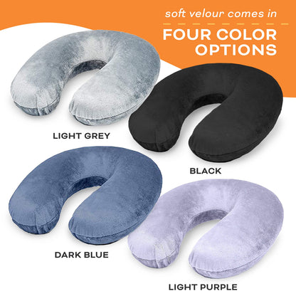 Crafty World Travel Neck Pillow Washable Cover Comfortable Memory Foam Airplane Travel Accessories Essentials Plane Neck Support Pillow for Neck Pain Relief and Sleeping Grey