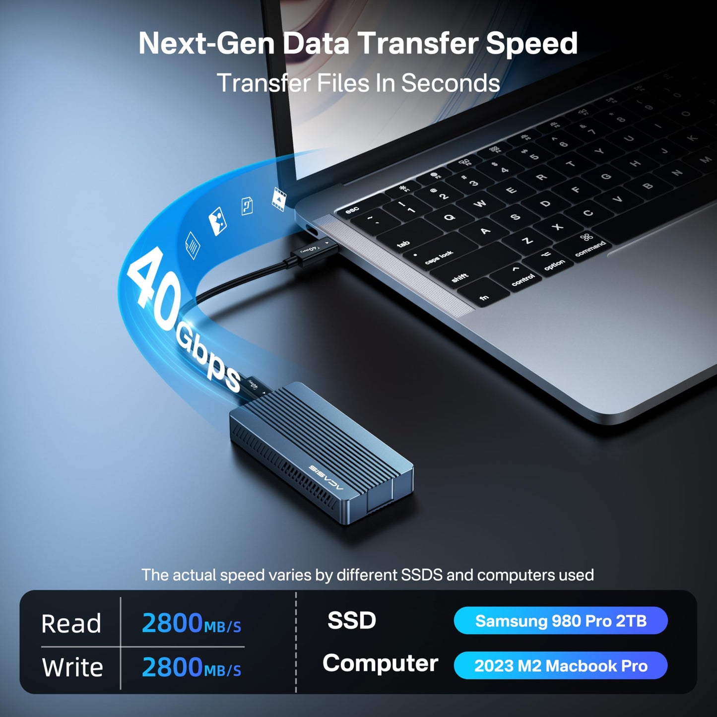 ACASIS 40Gbps M.2 NVMe SSD Enclosure with Cooling Fan, External SSD Eclosure Drive for Mac mini M4/M1 M2 Pro/Max, Compatible with Thunderbolt4/3/USB4/3.2/3.0/2.0 (Enclosure Only)