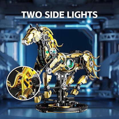 Mechanical Horse Building Block Set Build &amp Pose with Movable Legs – Engaging DIY Model with Motor Kit for Kids and Teens
