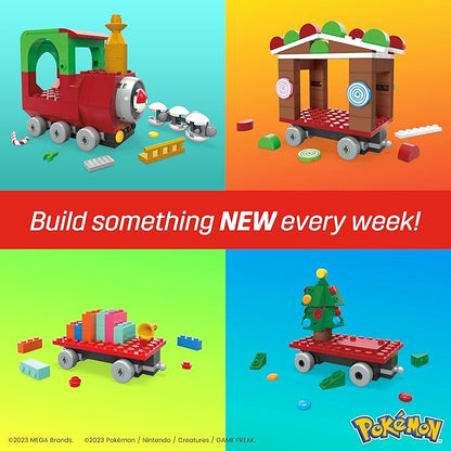 MEGA Pokemon Action Figure Building Toys Holiday Train with 373 Pieces 4 Poseable Characters Gift Idea for Kids