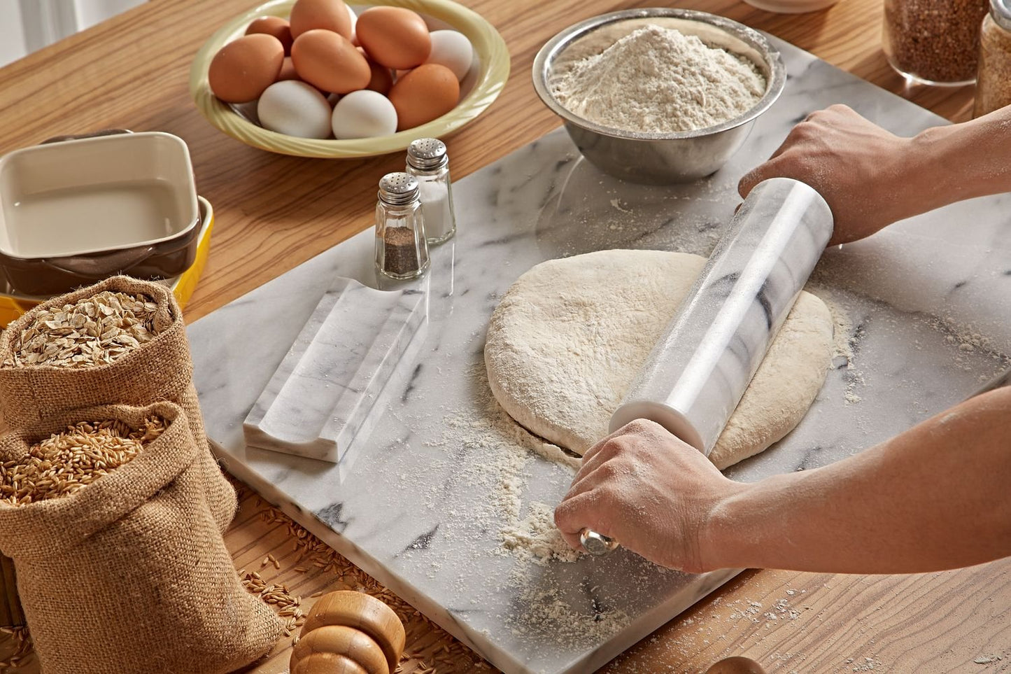 JEmarble Pastry Board 12x16 inch with Non-Slip Rubber Feets for Stability Perfect for Keep the Dough Cool and Chocolate Tempering(Premium Quality)