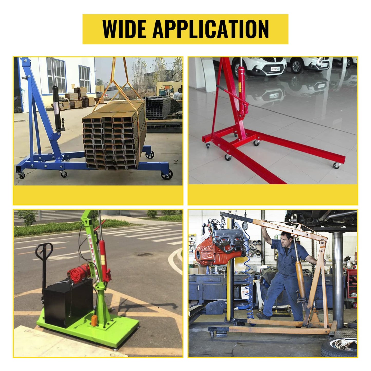 VEVOR Hydraulic Long Ram Jack, 8 Tons/17636 lbs Capacity, with Dual Piston Pump and Clevis Base, Manual Cherry Picker w/Handle, for Garage/Shop Cranes, Engine Lift Hoist, Red