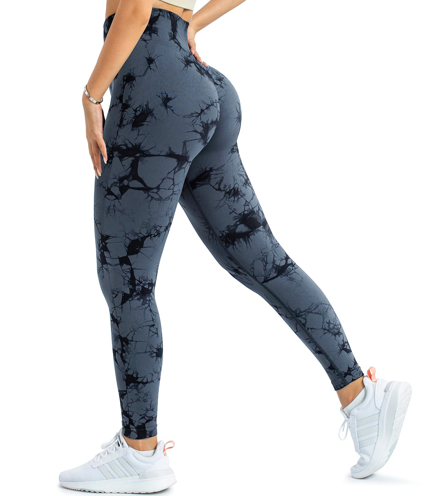 A AGROSTE Women Seamless Workout Leggings with Pockets Scrunch Butt Lifting Gym Leggings High Waisted Yoga Pants