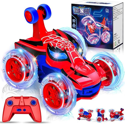 Kids Toys Spider RC Car for Boys 4-7 - Cool Spider Monster Remote Control Crawler Toy 360° Flip Fast Stunt &amp 4WD Light Up Wheel - Fun Boy Gift Idea for Birthday Chirstmas Stuff Age 3 4 5 6 7 8