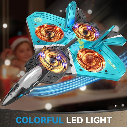 4DRC V17 Foam Remote Control Airplanes RC Planes for Kids Adults 4-7 8-16 RC Airplane Fighter Jet with Light 360° Flip Fighter Jet Toy Gravity Sensing Stunt Roll Airplane Toy Gifts for Kids Boys